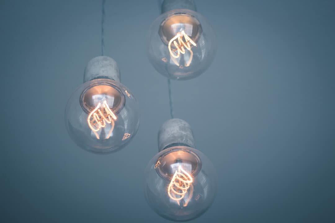 Edison lightbulbs hanging and on