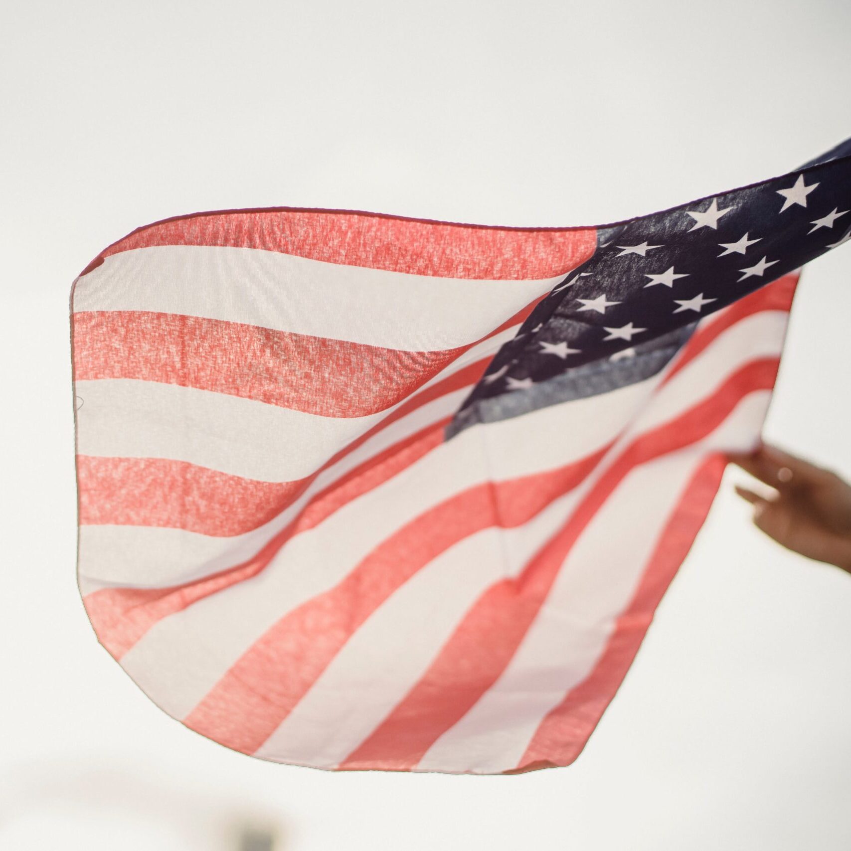 American Flag flowing in the wind.