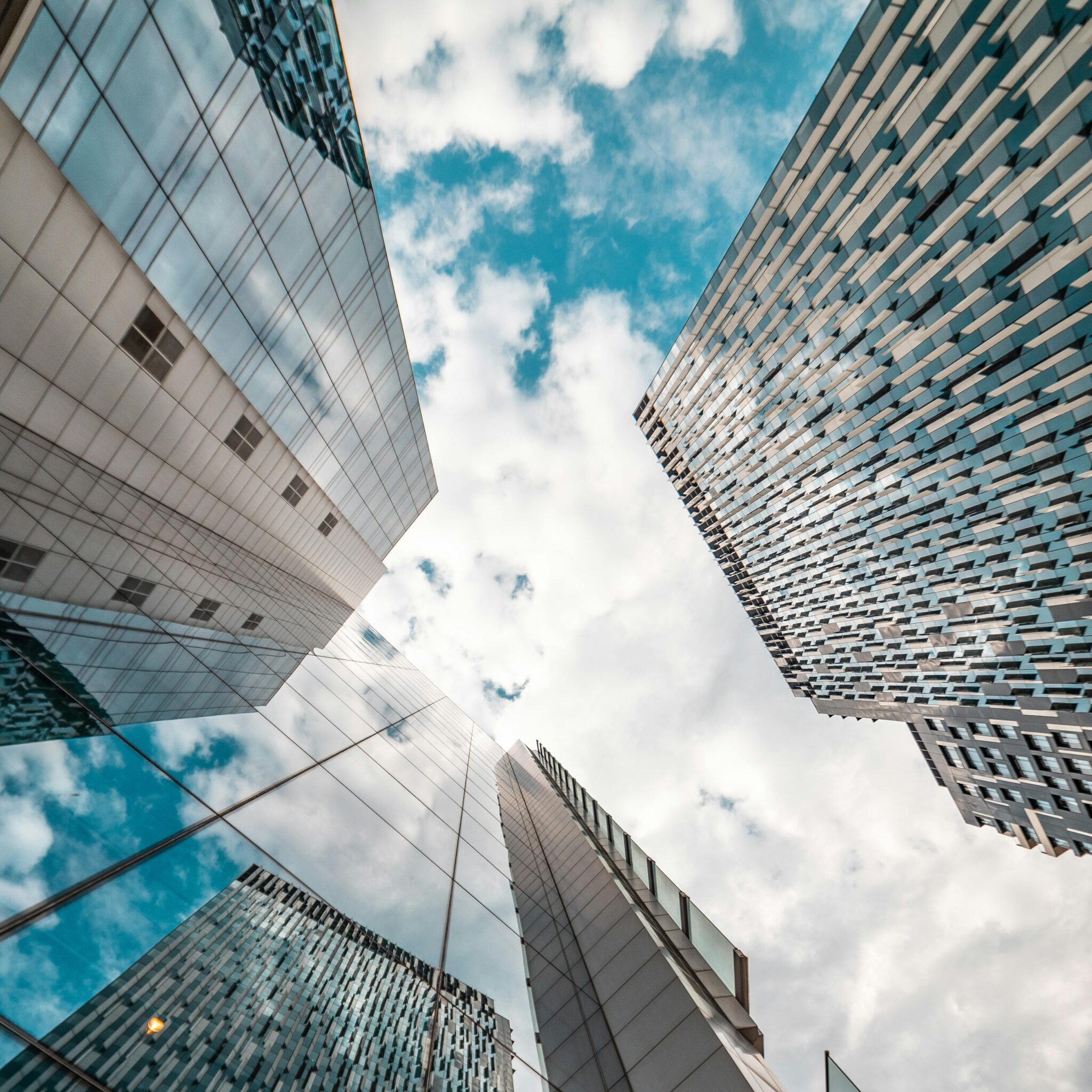 Ground view of skyscrapers